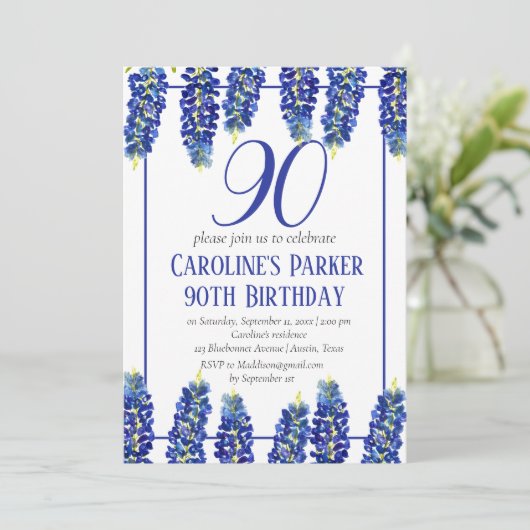 Bluebonnets 90th Verjaardag Blauw Bloemen Texas Kaart (Staand voorkant)