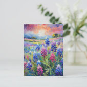 Bluebonnets Abstracte Bloemkunst Briefkaart (Staand voorkant)