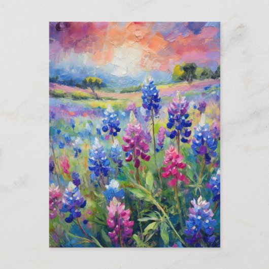 Bluebonnets Abstracte Bloemkunst Briefkaart (Voorkant)
