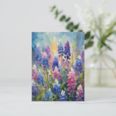 Bluebonnets Abstracte Bloemkunst Briefkaart (Staand voorkant)
