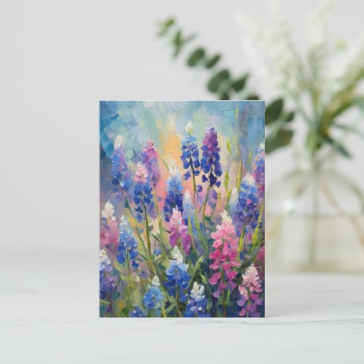 Bluebonnets Abstracte Bloemkunst Briefkaart (Staand voorkant)