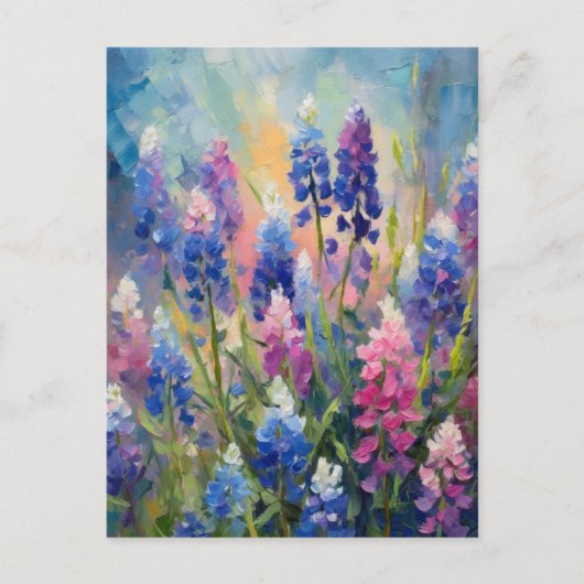Bluebonnets Abstracte Bloemkunst Briefkaart (Voorkant)
