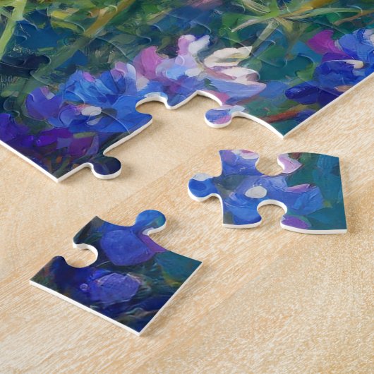 Bluebonnets Abstracte Bloemkunst Legpuzzel (Zijkant)