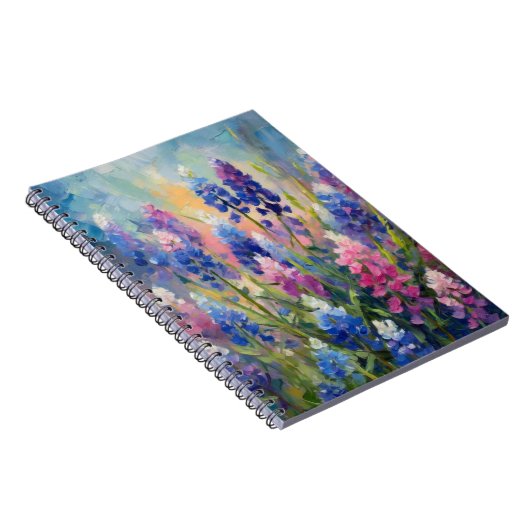 Bluebonnets Abstracte Bloemkunst Notitieboek (Rechterzijde)