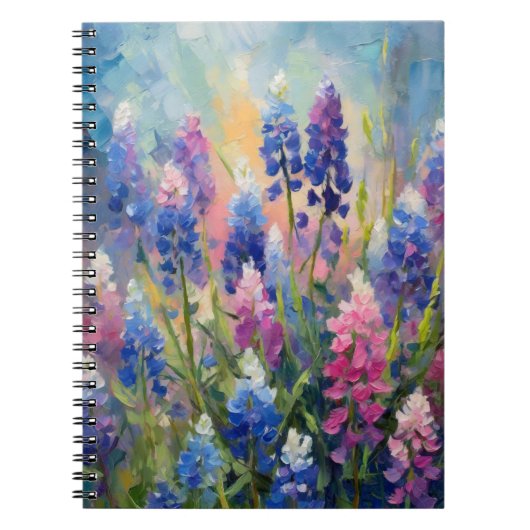 Bluebonnets Abstracte Bloemkunst Notitieboek (Voorkant)