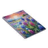 Bluebonnets Abstracte Bloemkunst Notitieboek (Rechterzijde)