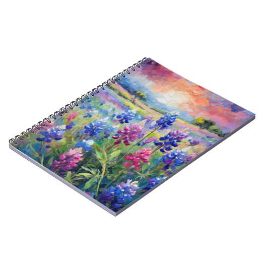 Bluebonnets Abstracte Bloemkunst Notitieboek (Linkerzijde)