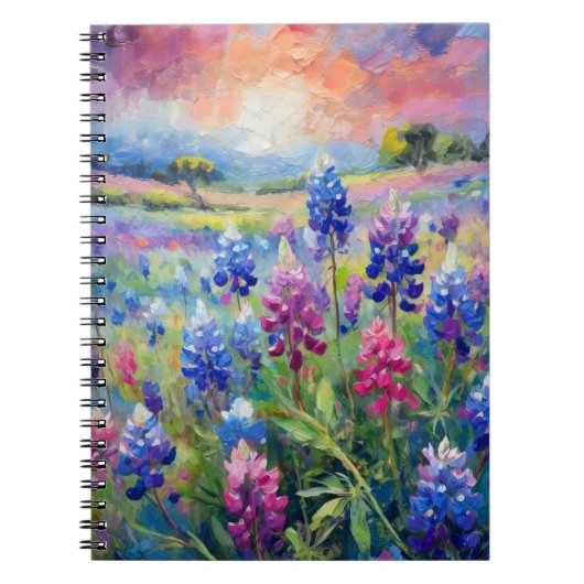 Bluebonnets Abstracte Bloemkunst Notitieboek (Voorkant)