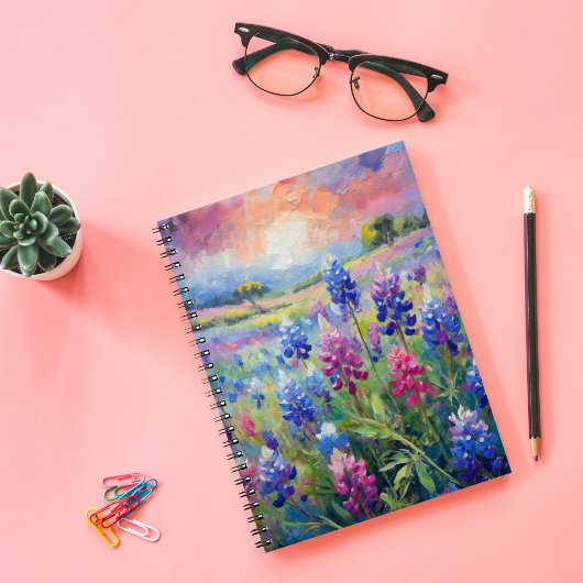 Bluebonnets Abstracte Bloemkunst Notitieboek