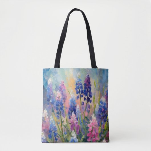 Bluebonnets Abstracte Bloemkunst Tote Bag (Voorkant)