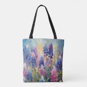 Bluebonnets Abstracte Bloemkunst Tote Bag (Achterkant)