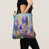 Bluebonnets Abstracte Bloemkunst Tote Bag (Dichtbij)