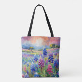 Bluebonnets Abstracte Bloemkunst Tote Bag (Achterkant)