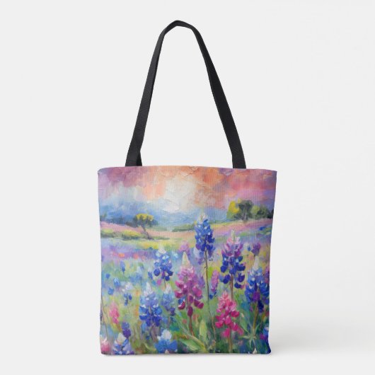 Bluebonnets Abstracte Bloemkunst Tote Bag (Achterkant)