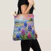 Bluebonnets Abstracte Bloemkunst Tote Bag (Dichtbij)