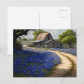Bluebonnets and Old Barn in Texas Briefkaart (Voorkant / Achterkant)