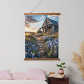 Bluebonnets and Old Barn in Texas Decoupage Hangend Wandkleed (Slaapkamer)