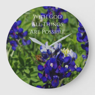Bluebonnets & Bij met God zijn alle Dingen Mogelij Grote Klok