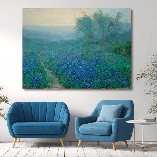 Bluebonnets bij zonsopgang, Onderdonk Canvas Afdruk
