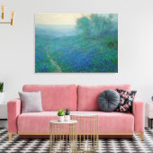Bluebonnets bij zonsopgang, Onderdonk Canvas Afdruk (Insitu (Woonkamer))