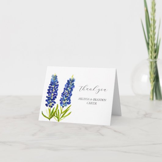 Bluebonnets Blauw Bloemen Bruiloft Dank u Bedankkaart (Voorkant)