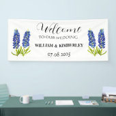 Bluebonnets Blauw Bloemen Rustieke Elegante Bruilo Spandoek (Beurs)