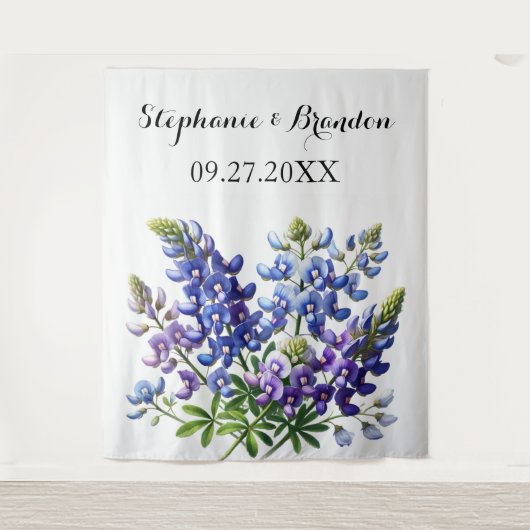 Bluebonnets Blauw Bloemen Texas Bruiloft Fotocabin Wandkleed (Voorkant)