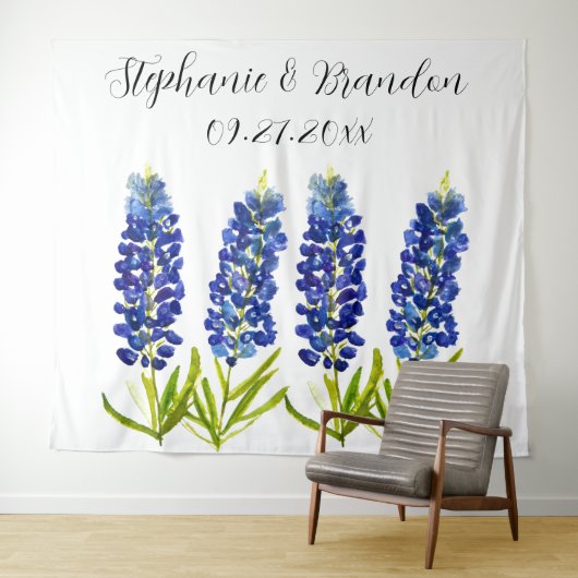 Bluebonnets Blauw Bloemen Texas Bruiloft Fotocabin Wandkleed (In Situ (horizontaal))