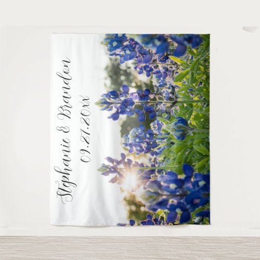 Bluebonnets Blauw Bloemen Texas Bruiloft Fotocabin Wandkleed (Voorkant)