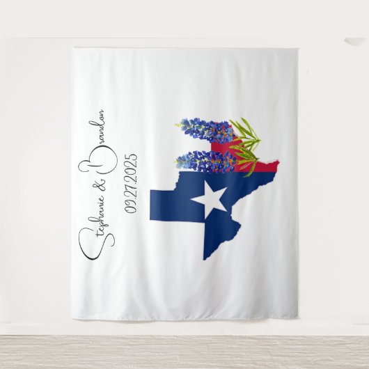 Bluebonnets Blauw Bloemen Texas Bruiloft Fotocabin Wandkleed (Voorkant)