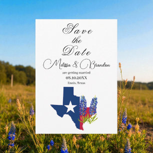 Bluebonnets Blauw Bloemen Texas Rustieke Bruiloft Kaart