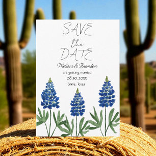 Bluebonnets Blauw Bloemen Texas Rustieke Bruiloft Kaart