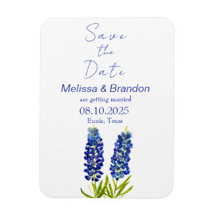 Bluebonnets Blauw Bloemen Texas Rustieke Bruiloft Magneet