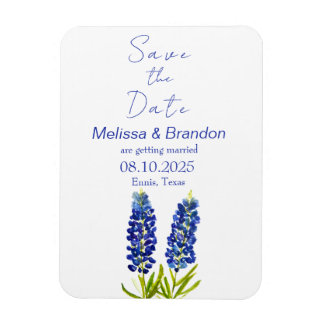 Bluebonnets Blauw Bloemen Texas Rustieke Bruiloft Magneet