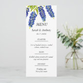 Bluebonnets Blauw Bloemen Waterverf Trouwvoedsel Menu (Staand voorkant)