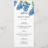 Bluebonnets Blauw Bloemen Waterverf Trouwvoedsel Menu (Voorkant)