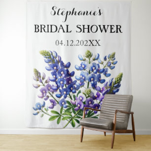 Bluebonnets Blauwe Bloem Bruids Bruiloft Foto Boot Wandkleed
