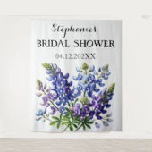 Bluebonnets Blauwe Bloem Bruids Bruiloft Foto Boot Wandkleed (Voorkant)