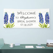 Bluebonnets Blauwe Bloemen Rustieke Bruiloft Feest Spandoek (Beurs)