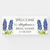Bluebonnets Blauwe Bloemen Rustieke Bruiloft Feest Spandoek (Horizontaal)