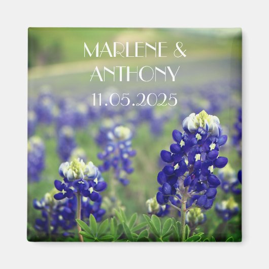 Bluebonnets Blauwe Bloemen Texas Bloemen Bloemen B Magneet (Voorkant)