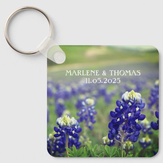 Bluebonnets Blauwe Bloemen Texas Bloemen Bloemen B Sleutelhanger (Voorkant)