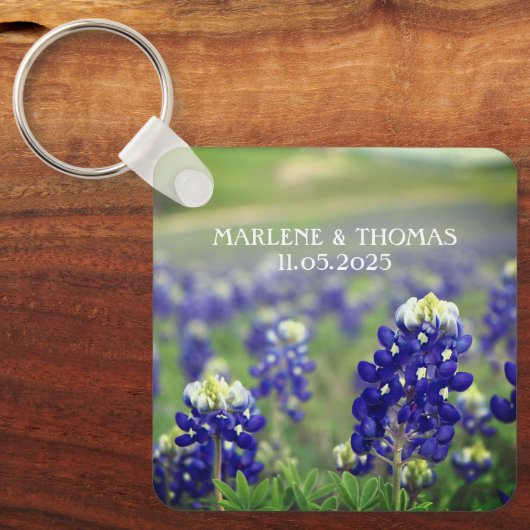 Bluebonnets Blauwe Bloemen Texas Bloemen Bloemen B Sleutelhanger (Voorkant)