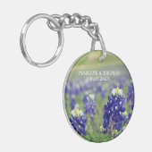 Bluebonnets Blauwe Bloemen Texas Bloemen Bloemen B Sleutelhanger (Voorkant Links)