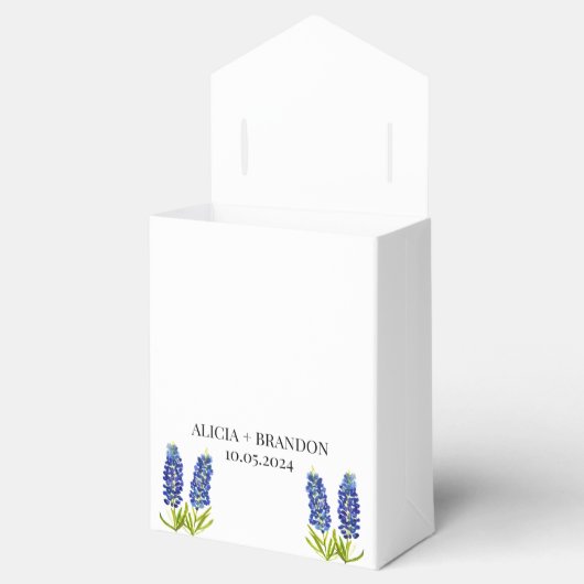 Bluebonnets Bloemen Elegante Moderne Bruiloft Bedankdoosjes (Geopend)
