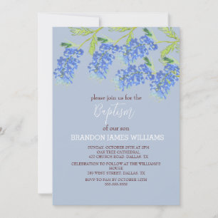 Bluebonnets Bloemen Goud Stoffig Blauw Kruis Doop Kaart