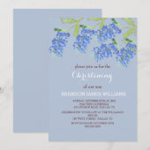 Bluebonnets Bloemen Goud Stoffig Blauw Kruis Doop Kaart (Voorkant / Achterkant)