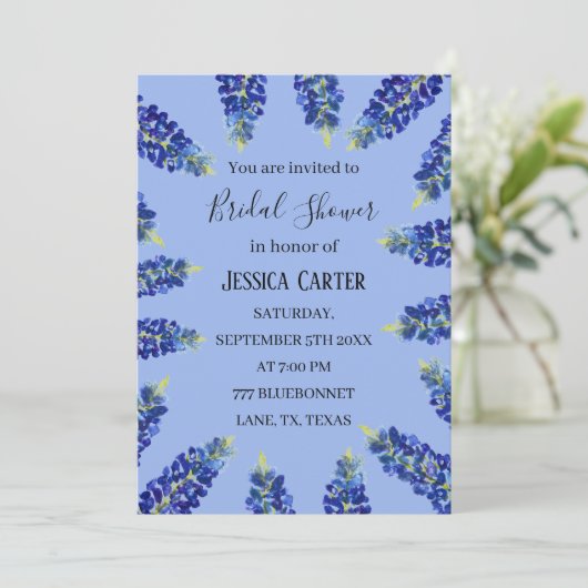 Bluebonnets Bloemen Waterverf Boho Vrijgezellenfee Kaart (Staand voorkant)