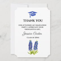Bluebonnets bloemige afstudeer bedankje