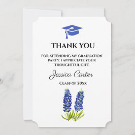 Bluebonnets bloemige afstudeer bedankje  kaart